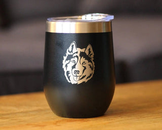 Siberian Husky Face Insulated Wine Tumbler - Husky Dog Gifts