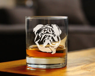 English Bulldog Whiskey Rocks Glass - Bulldog Dogs Gifts
