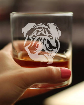 English Bulldog Whiskey Rocks Glass - Bulldog Dogs Gifts