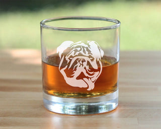 English Bulldog Whiskey Rocks Glass - Bulldog Dogs Gifts
