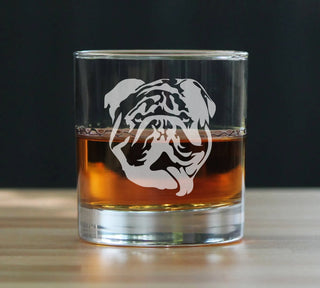 English Bulldog Whiskey Rocks Glass - Bulldog Dogs Gifts