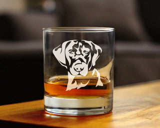 Labrador Face Whiskey Rocks Glass - Black Lab Dog Gifts