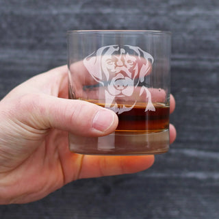 Labrador Face Whiskey Rocks Glass - Black Lab Dog Gifts