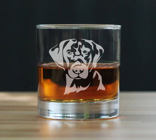 Labrador Face Whiskey Rocks Glass - Black Lab Dog Gifts