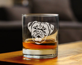 Boxer - Natural Ears Whiskey Rocks Glass - Boxer Dog Gifts