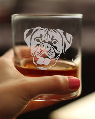 Boxer - Natural Ears Whiskey Rocks Glass - Boxer Dog Gifts