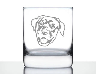 Rottweiler Whiskey Rocks Glass - Dog Gifts