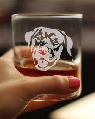 Rottweiler Whiskey Rocks Glass - Dog Gifts