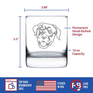 Rottweiler Whiskey Rocks Glass - Dog Gifts