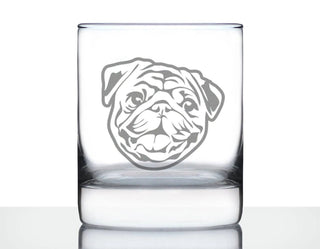 Pug Whiskey Rocks Glass - Pug Dog Gifts and Decor
