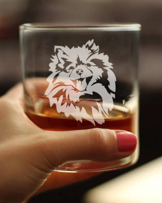 Pomeranian Face Whiskey Rocks Glass - Pomeranian Gifts