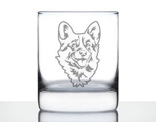 Corgi Face Whiskey Rocks Glass - Welsh Corgi Dog Gifts