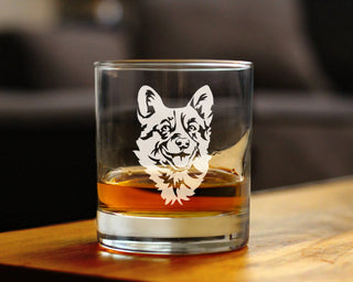 Corgi Face Whiskey Rocks Glass - Welsh Corgi Dog Gifts