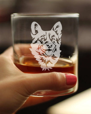 Corgi Face Whiskey Rocks Glass - Welsh Corgi Dog Gifts
