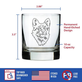 Corgi Face Whiskey Rocks Glass - Welsh Corgi Dog Gifts
