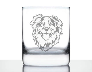 Australian Shepherd Whiskey Rocks Glass - Dog Gifts