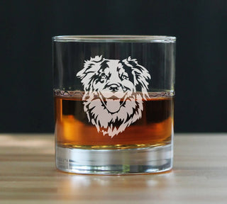 Australian Shepherd Whiskey Rocks Glass - Dog Gifts