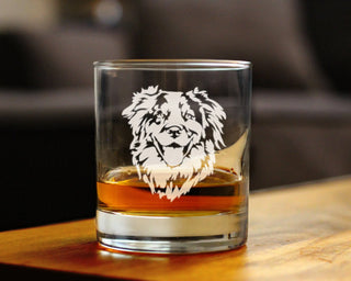Australian Shepherd Whiskey Rocks Glass - Dog Gifts