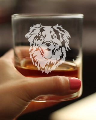 Australian Shepherd Whiskey Rocks Glass - Dog Gifts