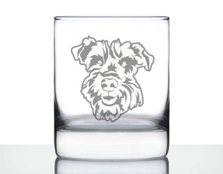 Schnauzer Face Whiskey Rocks Glass - Schnauzer Dog Gifts