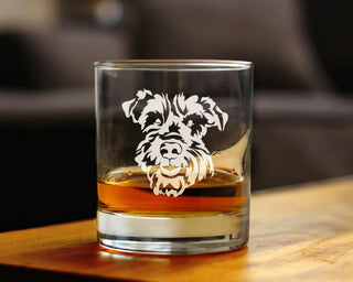 Schnauzer Face Whiskey Rocks Glass - Schnauzer Dog Gifts
