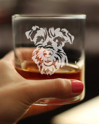 Schnauzer Face Whiskey Rocks Glass - Schnauzer Dog Gifts