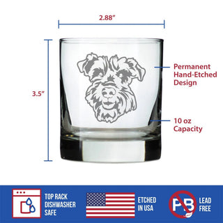 Schnauzer Face Whiskey Rocks Glass - Schnauzer Dog Gifts