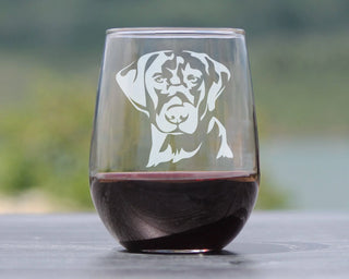 Labrador Face Stemless Wine Glass - Black Lab Dog Gifts