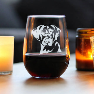 Labrador Face Stemless Wine Glass - Black Lab Dog Gifts