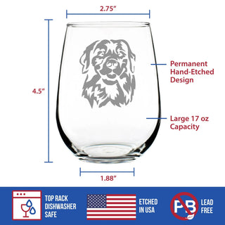 Golden Retriever Face Stemless Wine Glass - Dog Gifts