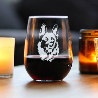 German Shepherd Stemless Wine Glass - Dog Gifts