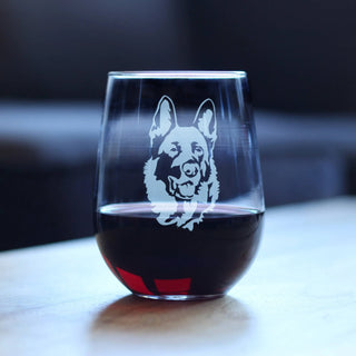 German Shepherd Stemless Wine Glass - Dog Gifts