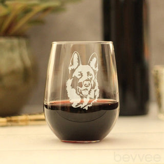 German Shepherd Stemless Wine Glass - Dog Gifts