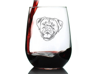 Boxer - Natural Ears Stemless Wine Glass - Boxer Dogs Gifts