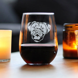Boxer - Natural Ears Stemless Wine Glass - Boxer Dogs Gifts