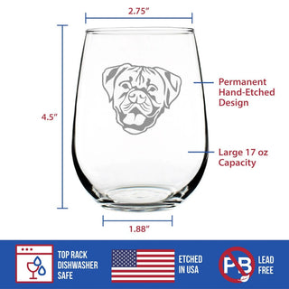 Boxer - Natural Ears Stemless Wine Glass - Boxer Dogs Gifts
