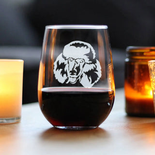 Poodle Happy Face Stemless Wine Glass - Poodle Dog Gifts
