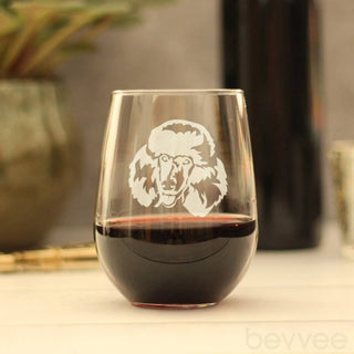 Poodle Happy Face Stemless Wine Glass - Poodle Dog Gifts