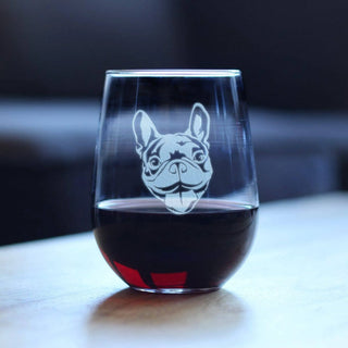 Happy Frenchie Stemless Wine Glass - French Bulldog Gifts