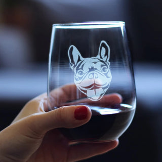 Happy Frenchie Stemless Wine Glass - French Bulldog Gifts