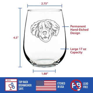 Bernese Mountain Dog Stemless Wine Glass - Dog Gifts