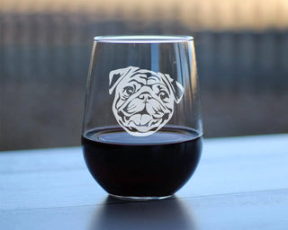 Pug Stemless Wine Glass - Pug Dog Gifts and Decor