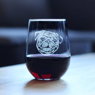 Pug Stemless Wine Glass - Pug Dog Gifts and Decor