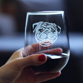 Pug Stemless Wine Glass - Pug Dog Gifts and Decor