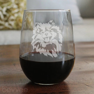 Pomeranian Face Stemless Wine Glass - Pomeranian Gifts
