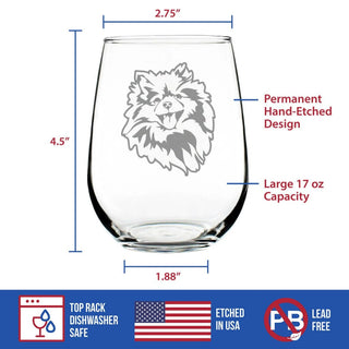 Pomeranian Face Stemless Wine Glass - Pomeranian Gifts