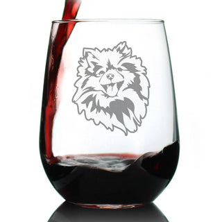 Pomeranian Face Stemless Wine Glass - Pomeranian Gifts