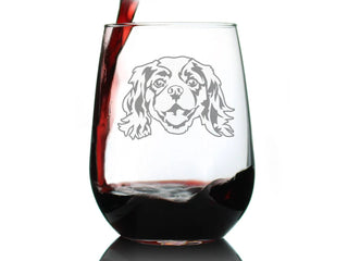 Cavalier King Charles Spaniel Stemless Wine Glass Dog Gifts