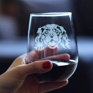 Cavalier King Charles Spaniel Stemless Wine Glass Dog Gifts