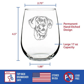 Great Dane Face Stemless Wine Glass - Great Dane Gifts